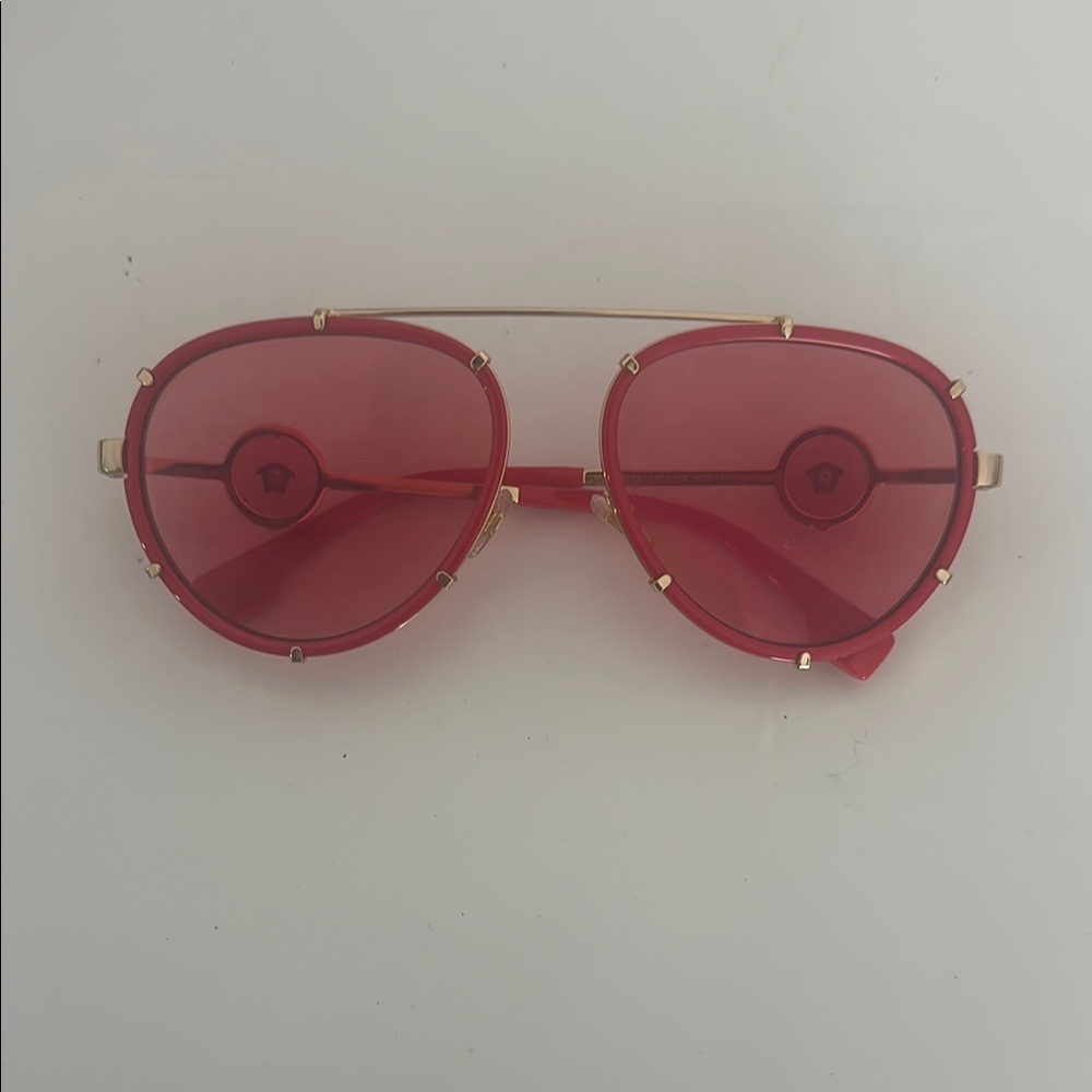 Versace Red and Gold Aviator Glasses